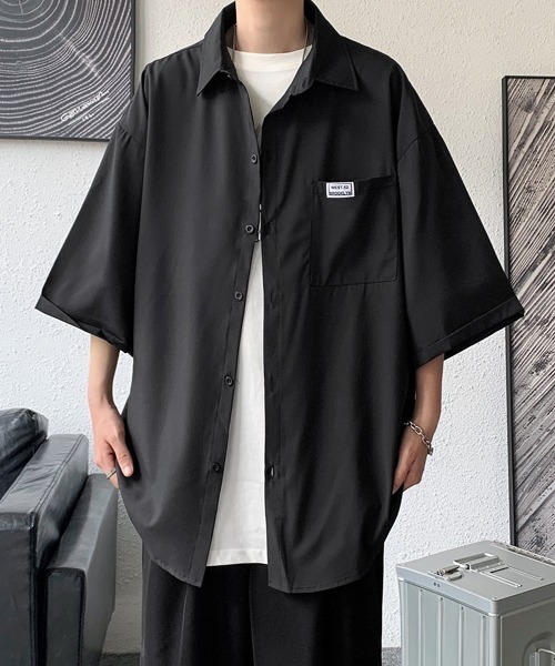 Lig. リグドット half sleeve shirt ハーフスリーブシャツ ATTACHMENT シャツ PE/CO/LI ツイル ハーフジップ S/Sシャツ