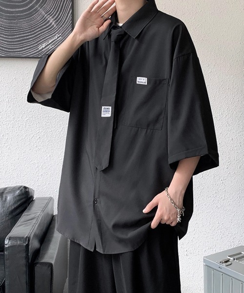 FVLMEN(フルメン)の「【FVLMEN】plane tie halfsleeve shirt/プレーン タイ ハーフスリーブ シャツ(シャツ/ブラウス・メンズ・ホワイト/ブラック・MEDIUM/LARGE/X-LARGE)」の16枚目の写真