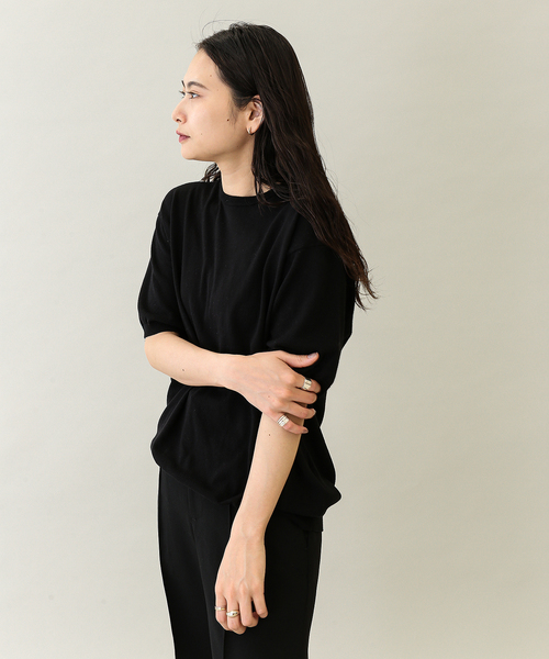 UNFOLLOW（アンフォロー）の「【FOLL / フォル】コットンシルクニットTシャツ（Tシャツ/カットソー・メンズ・ブラック/ブラウン/ピンク・3/2）」の2枚目の写真