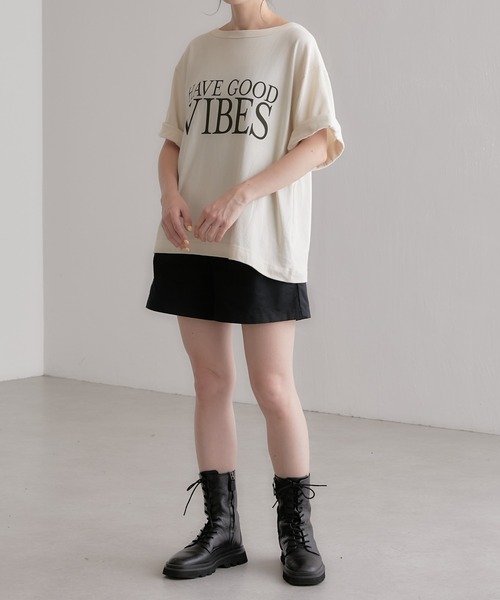 COLLAGE GALLARDAGALANTE（コラージュガリャルダガランテ）の「大人ロゴ/プリントTシャツ/手洗い可（Tシャツ/カットソー・レディース・チャコールグレー/アイボリー・FREE）」の17枚目の写真