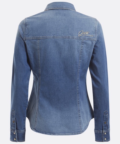 Guess（ゲス）の「Slim Fit Denim Shirt（シャツ/ブラウス・レディース・インディゴブルー・SMALL/MEDIUM/X-SMALL）」の2枚目の写真