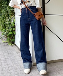 one after another NICE CLAUP | 折り返しストレートデニムパンツ(デニムパンツ)