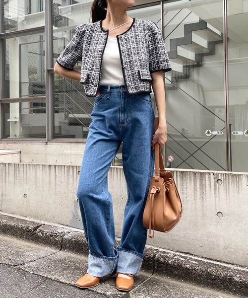 one after another NICE CLAUP(ワンアフターアナザーナイスクラップ)の「折り返しストレートデニムパンツ(デニムパンツ・レディース・ブラック/ブルー/ネイビー・SMALL/MEDIUM)」の17枚目の写真