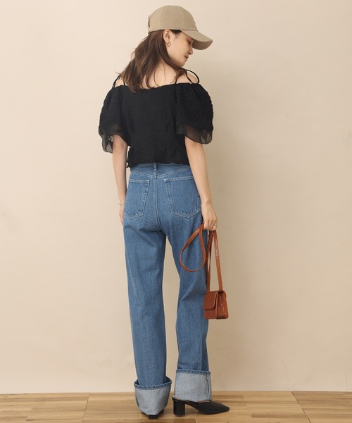 one after another NICE CLAUP(ワンアフターアナザーナイスクラップ)の「折り返しストレートデニムパンツ(デニムパンツ・レディース・ブラック/ブルー/ネイビー・SMALL/MEDIUM)」の22枚目の写真