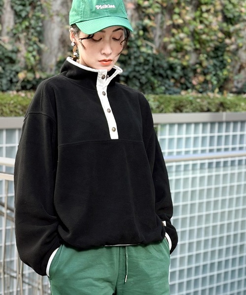 Java（ジャバ）の「《JaVa ジャバ別注》古着風MIXコーデに。配色フリースプルオーバー（スウェット・レディース・ブラック/イエロー/グリーン/アイボリー/グレー/アイボリー系1・SMALL/MEDIUM/LARGE/X-LARGE）」の18枚目の写真