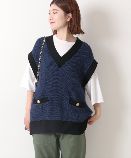 Spick & Span（スピックアンドスパン）の「ツイード ニットベスト（ベスト・レディース・ネイビー/サックスブルー・FREE）」の4枚目の写真