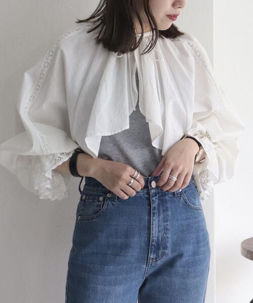 fredy emue（フレディエミュ）の「ボレロレースブラウス（シャツ/ブラウス・レディース・ブラック/オフホワイト・38）」の9枚目の写真