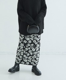 【可愛くてストレスフリーな着心地】フラワージャガードニットスカート