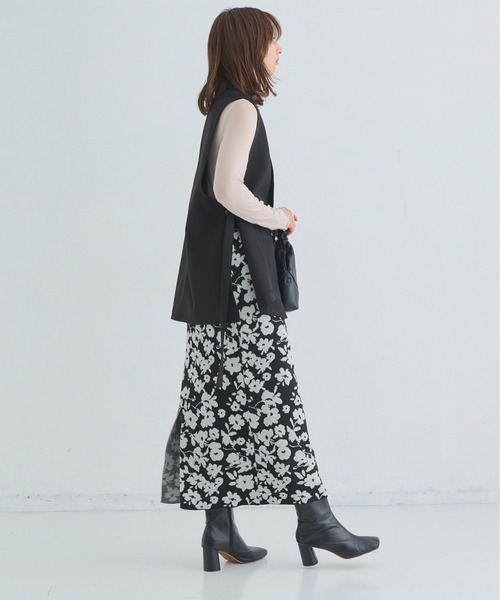 Shelly island（シェリーアイランド）の「【可愛くてストレスフリーな着心地】フラワージャガードニットスカート（スカート・レディース・ブラック/ライトブルー・M）」の14枚目の写真