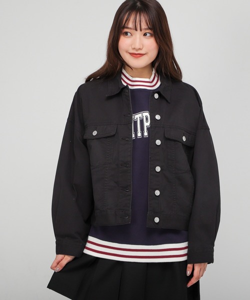 Honeys（ハニーズ）の「ゆるＧジャン（デニムジャケット・レディース・ブラック/インディゴブルー/ピンク/グリーン・M/L/S）」の6枚目の写真