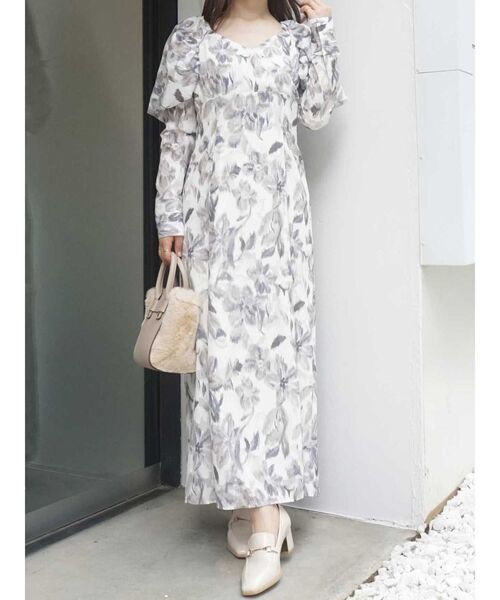 MERCURYDUO（マーキュリーデュオ）の「ジャカードフラワーパワショルカシュクールワンピース（ワンピース・レディース・ブラック/グレー/ピンク・SMALL/MEDIUM）」の3枚目の写真