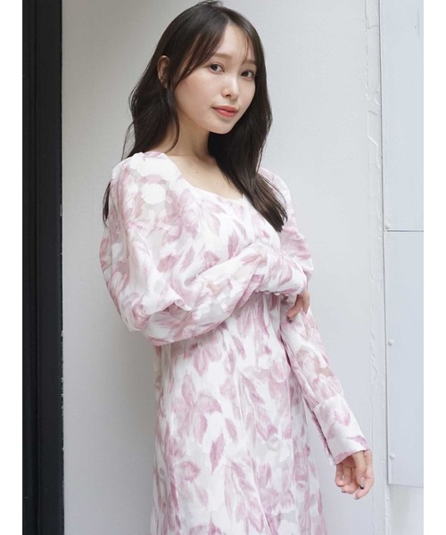 MERCURYDUO（マーキュリーデュオ）の「ジャカードフラワーパワショルカシュクールワンピース（ワンピース・レディース・ブラック/グレー/ピンク・SMALL/MEDIUM）」の5枚目の写真