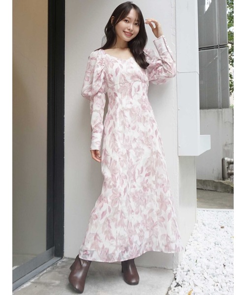 MERCURYDUO（マーキュリーデュオ）の「ジャカードフラワーパワショルカシュクールワンピース（ワンピース・レディース・ブラック/グレー/ピンク・SMALL/MEDIUM）」の4枚目の写真