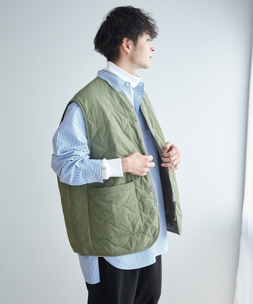 LOWRYS FARM（ローリーズファーム）の「キルティングＺＩＰベスト　343189（ダウンベスト・メンズ・ブラック/グリーン・MEDIUM/LARGE）」の9枚目の写真