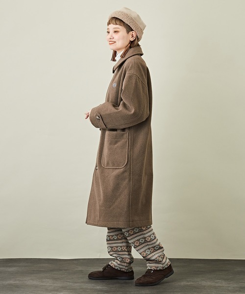 CUBE SUGAR（キューブシュガー）の「無地ウールフィールステンカラーロングコート（ステンカラーコート・レディース・オレンジ/カラフル/ブラウン/グレー系その他/グレイッシュベージュ/ブルー・M）」の8枚目の写真