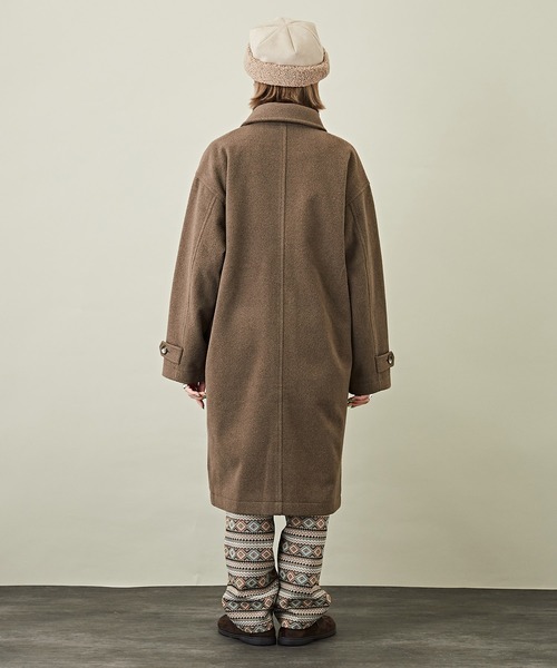 CUBE SUGAR（キューブシュガー）の「無地ウールフィールステンカラーロングコート（ステンカラーコート・レディース・オレンジ/カラフル/ブラウン/グレー系その他/グレイッシュベージュ/ブルー・M）」の9枚目の写真