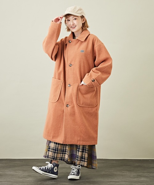 CUBE SUGAR（キューブシュガー）の「無地ウールフィールステンカラーロングコート（ステンカラーコート・レディース・オレンジ/カラフル/ブラウン/グレー系その他/グレイッシュベージュ/ブルー・M）」の11枚目の写真