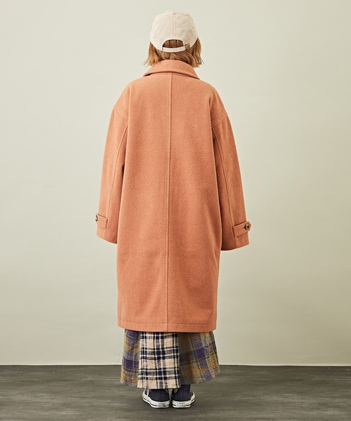 CUBE SUGAR（キューブシュガー）の「無地ウールフィールステンカラーロングコート（ステンカラーコート・レディース・オレンジ/カラフル/ブラウン/グレー系その他/グレイッシュベージュ/ブルー・M）」の13枚目の写真