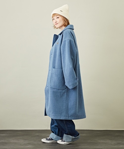 CUBE SUGAR（キューブシュガー）の「無地ウールフィールステンカラーロングコート（ステンカラーコート・レディース・オレンジ/カラフル/ブラウン/グレー系その他/グレイッシュベージュ/ブルー・M）」の16枚目の写真
