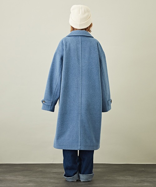 CUBE SUGAR（キューブシュガー）の「無地ウールフィールステンカラーロングコート（ステンカラーコート・レディース・オレンジ/カラフル/ブラウン/グレー系その他/グレイッシュベージュ/ブルー・M）」の17枚目の写真