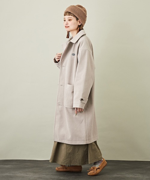 CUBE SUGAR（キューブシュガー）の「無地ウールフィールステンカラーロングコート（ステンカラーコート・レディース・オレンジ/カラフル/ブラウン/グレー系その他/グレイッシュベージュ/ブルー・M）」の19枚目の写真