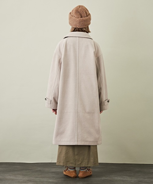 CUBE SUGAR（キューブシュガー）の「無地ウールフィールステンカラーロングコート（ステンカラーコート・レディース・オレンジ/カラフル/ブラウン/グレー系その他/グレイッシュベージュ/ブルー・M）」の20枚目の写真