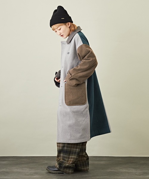 CUBE SUGAR（キューブシュガー）の「無地ウールフィールステンカラーロングコート（ステンカラーコート・レディース・オレンジ/カラフル/ブラウン/グレー系その他/グレイッシュベージュ/ブルー・M）」の22枚目の写真