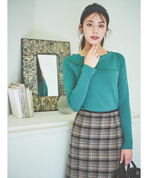 Te chichi（テチチ）の「アシメカラーニット（ニット/セーター・レディース・ブラック/モカ/グリーン/オフホワイト・ﾌﾘ-）」の5枚目の写真