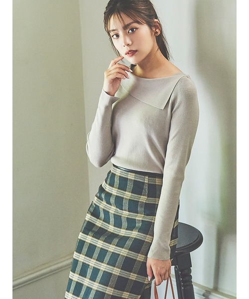 Te chichi（テチチ）の「アシメカラーニット（ニット/セーター・レディース・ブラック/モカ/グリーン/オフホワイト・ﾌﾘ-）」の3枚目の写真