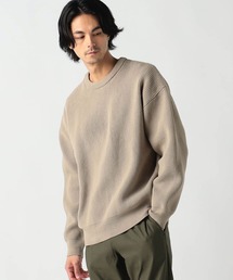 テクスチャードヤーン片畦クルーネックニット