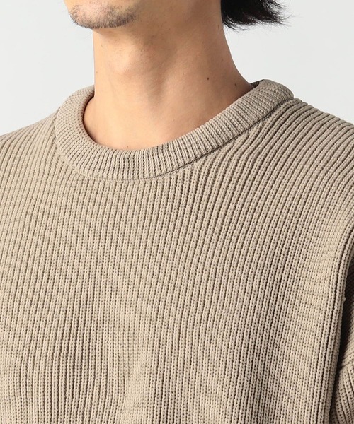 Grand PARK（グランドパーク）の「テクスチャードヤーン片畦クルーネックニット（ニット/セーター・メンズ・ブラウン/ベージュ/ライトグレー/ダークグリーン・LARGE/MEDIUM）」の8枚目の写真