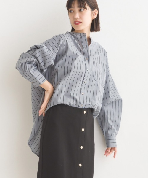 OMNES（オムネス）の「コットンブロードバンドカラー長袖シャツ（シャツ/ブラウス・レディース・ブルー系その他/ブルー/ホワイト/ブラック系その他/ベージュ/ピンク/ブルー系その他2/グレー系その他/ブラック系その他2/ベージュ系その他2/ベージュ系その他/ライトグレー/ベージュ系その他3/ライトブルー・FREE）」の5枚目の写真