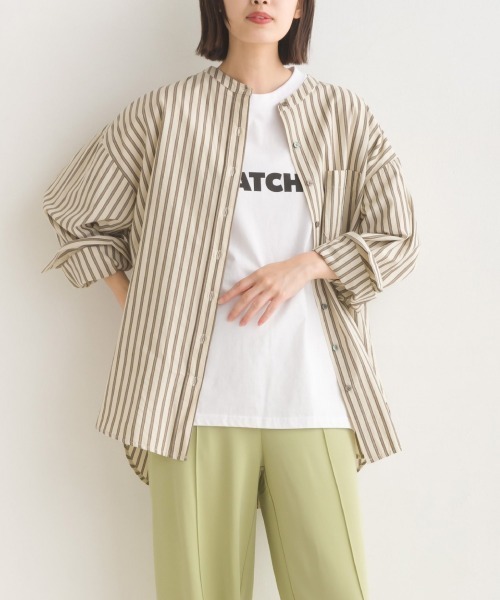 OMNES（オムネス）の「コットンブロードバンドカラー長袖シャツ（シャツ/ブラウス・レディース・ブルー系その他/ブルー/ホワイト/ブラック系その他/ベージュ/ピンク/ブルー系その他2/グレー系その他/ブラック系その他2/ベージュ系その他2/ベージュ系その他/ライトグレー/ベージュ系その他3/ライトブルー・FREE）」の7枚目の写真