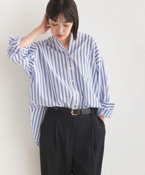 OMNES（オムネス）の「コットンブロードバンドカラー長袖シャツ（シャツ/ブラウス・レディース・ブルー系その他/ブルー/ホワイト/ブラック系その他/ベージュ/ピンク/ブルー系その他2/グレー系その他/ブラック系その他2/ベージュ系その他2/ベージュ系その他/ライトグレー/ベージュ系その他3/ライトブルー・FREE）」の13枚目の写真