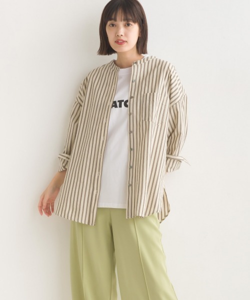 OMNES（オムネス）の「コットンブロードバンドカラー長袖シャツ（シャツ/ブラウス・レディース・ブルー系その他/ブルー/ホワイト/ブラック系その他/ベージュ/ピンク/ブルー系その他2/グレー系その他/ブラック系その他2/ベージュ系その他2/ベージュ系その他/ライトグレー/ベージュ系その他3/ライトブルー・FREE）」の19枚目の写真