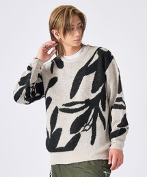 RE730 モヘアタッチクルーネックニット　ビッグシルエット
