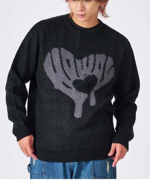 RE730（アールイーセブンサーティー）の「RE730 モヘアタッチクルーネックニット　ビッグシルエット（ニット/セーター・メンズ・グレー/ブルー/ピンク/ベージュ系その他/オレンジ/ベージュ/ブラック/グレー系その他2/グレー系その他3/グレー系その他4/グレー系その他5/ブラック系その他3/ブラック系その他5/ベージュ系その他2/ブラック系その他4/グレー系2/グレー系3/ブラック系2/ブラック系3/ブラック系5/ブラック系4/グレー系1/ベージュ系その他3/ベージュ系その他4/ブラック系1/ネイビー/ミント/ホワイト系1/ホワイト/グレー系5/グレー系4/ブラック系7/ブラック系6・MEDIUM/LARGE/X-LARGE）」の13枚目の写真