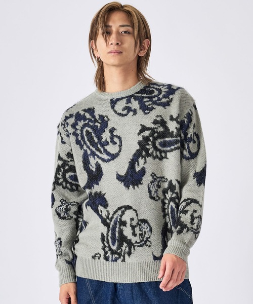 RE730（アールイーセブンサーティー）の「RE730 モヘアタッチクルーネックニット　ビッグシルエット（ニット/セーター・メンズ・グレー/ブルー/ピンク/ベージュ系その他/オレンジ/ベージュ/ブラック/グレー系その他2/グレー系その他3/グレー系その他4/グレー系その他5/ブラック系その他3/ブラック系その他5/ベージュ系その他2/ブラック系その他4/グレー系2/グレー系3/ブラック系2/ブラック系3/ブラック系5/ブラック系4/グレー系1/ベージュ系その他3/ベージュ系その他4/ブラック系1/ネイビー/ミント/ホワイト系1/ホワイト/グレー系5/グレー系4/ブラック系7/ブラック系6・MEDIUM/LARGE/X-LARGE）」の20枚目の写真