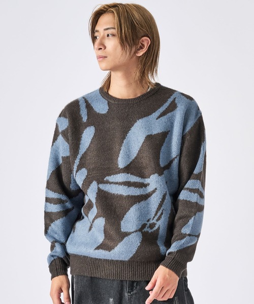 RE730（アールイーセブンサーティー）の「RE730 モヘアタッチクルーネックニット　ビッグシルエット（ニット/セーター・メンズ・グレー/ブルー/ピンク/ベージュ系その他/オレンジ/ベージュ/ブラック/グレー系その他2/グレー系その他3/グレー系その他4/グレー系その他5/ブラック系その他3/ブラック系その他5/ベージュ系その他2/ブラック系その他4/グレー系2/グレー系3/ブラック系2/ブラック系3/ブラック系5/ブラック系4/グレー系1/ベージュ系その他3/ベージュ系その他4/ブラック系1/ネイビー/ミント/ホワイト系1/ホワイト/グレー系5/グレー系4/ブラック系7/ブラック系6・MEDIUM/LARGE/X-LARGE）」の21枚目の写真