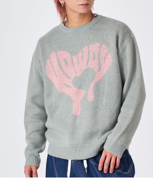 RE730（アールイーセブンサーティー）の「RE730 モヘアタッチクルーネックニット　ビッグシルエット（ニット/セーター・メンズ・グレー/ブルー/ピンク/ベージュ系その他/オレンジ/ベージュ/ブラック/グレー系その他2/グレー系その他3/グレー系その他4/グレー系その他5/ブラック系その他3/ブラック系その他5/ベージュ系その他2/ブラック系その他4/グレー系2/グレー系3/ブラック系2/ブラック系3/ブラック系5/ブラック系4/グレー系1/ベージュ系その他3/ベージュ系その他4/ブラック系1/ネイビー/ミント/ホワイト系1/ホワイト/グレー系5/グレー系4/ブラック系7/ブラック系6・MEDIUM/LARGE/X-LARGE）」の22枚目の写真