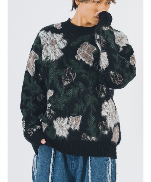 【セール】RE730 モヘアタッチクルーネックニット ビッグシルエット（ニット/セーター）｜RE730（アールイーセブンサーティー）