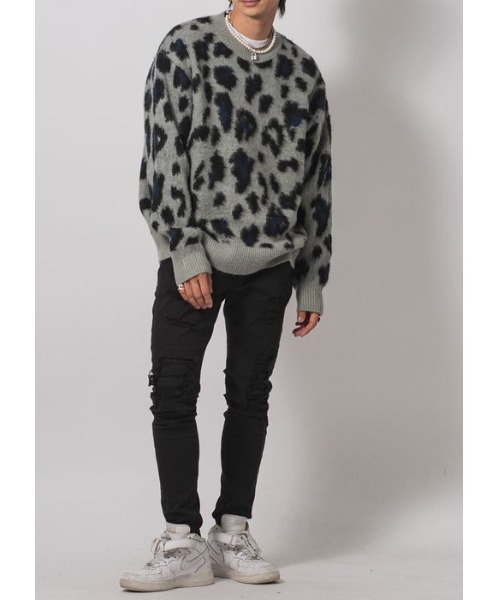 【セール】RE730 モヘアタッチクルーネックニット ビッグシルエット（ニット/セーター）｜RE730（アールイーセブンサーティー）