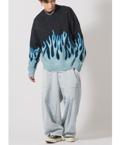 【セール】RE730 モヘアタッチクルーネックニット ビッグシルエット（ニット/セーター）｜RE730（アールイーセブンサーティー）