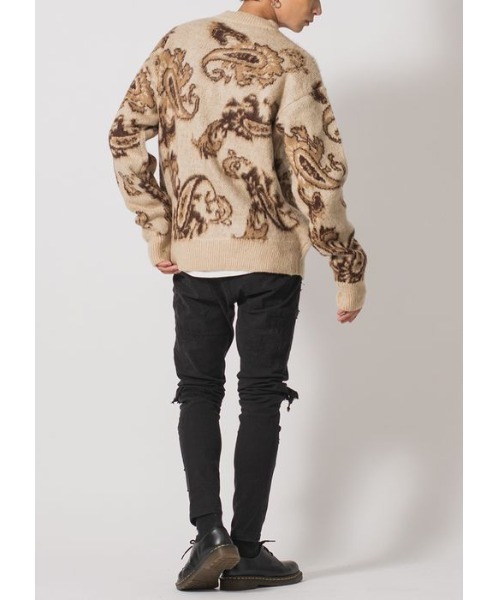 【セール】RE730 モヘアタッチクルーネックニット ビッグシルエット（ニット/セーター）｜RE730（アールイーセブンサーティー）