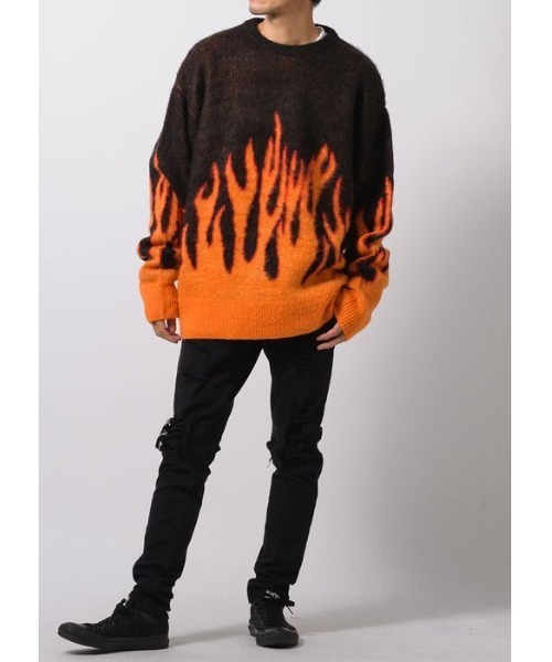 【セール】RE730 モヘアタッチクルーネックニット ビッグシルエット（ニット/セーター）｜RE730（アールイーセブンサーティー）