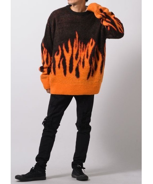 【セール】RE730 モヘアタッチクルーネックニット ビッグシルエット（ニット/セーター）｜RE730（アールイーセブンサーティー）