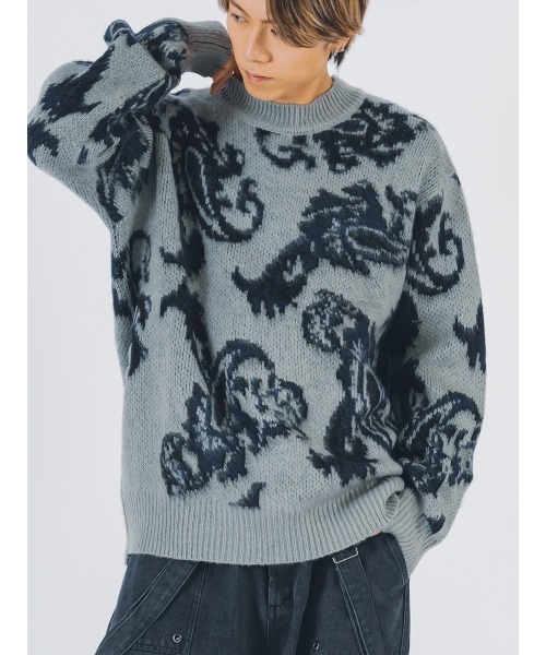 【セール】RE730 モヘアタッチクルーネックニット ビッグシルエット（ニット/セーター）｜RE730（アールイーセブンサーティー）