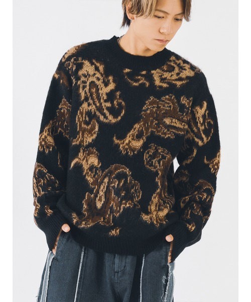 【セール】RE730 モヘアタッチクルーネックニット ビッグシルエット（ニット/セーター）｜RE730（アールイーセブンサーティー）