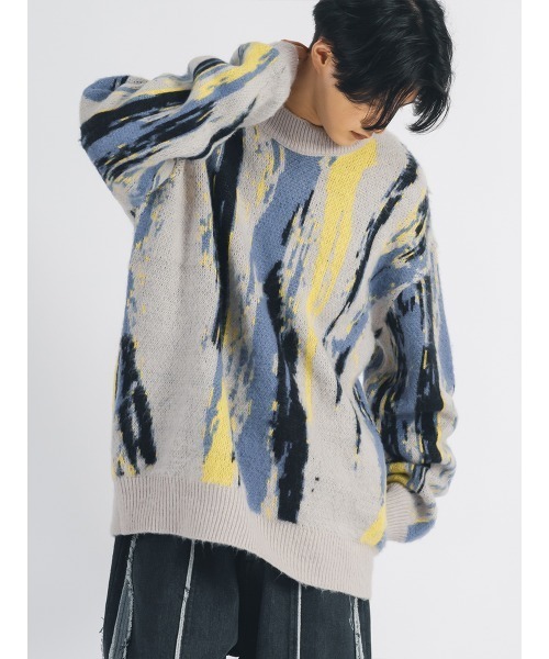 【セール】RE730 モヘアタッチクルーネックニット ビッグシルエット（ニット/セーター）｜RE730（アールイーセブンサーティー）