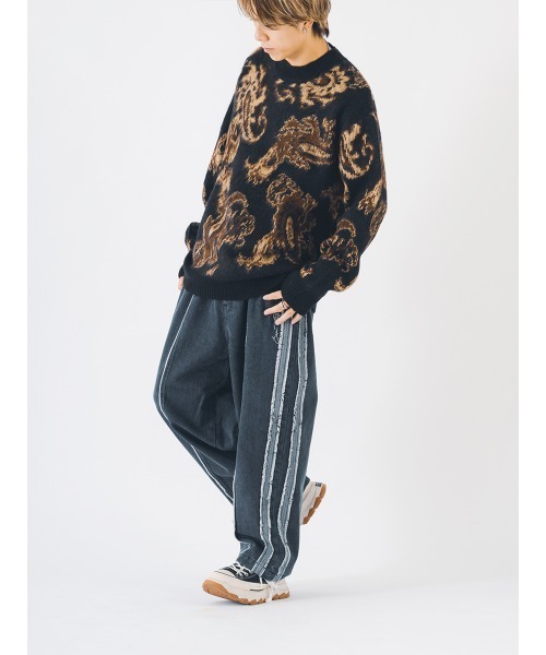 【セール】RE730 モヘアタッチクルーネックニット ビッグシルエット（ニット/セーター）｜RE730（アールイーセブンサーティー）